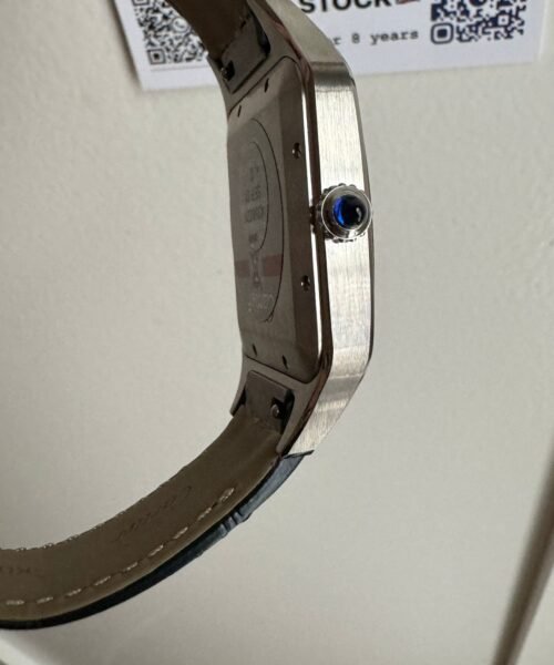 Santos Dumont 31.4mm SS AF 1:1 Best Edition Silver Dial on Black Croco Strap A157 - Image 4