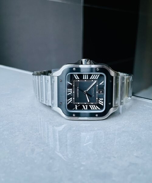 Santos 40mm SS BVF 1:1 Best Edition Gray Dial Black Bezel on SS Bracelet MIYOTA 9015 - Image 3
