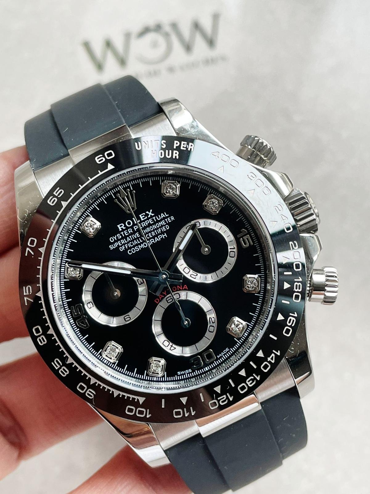 Daytona SS116500LN BTF Best Black Dial Diamond Markers On Rubber Strap A4130 - Image 9
