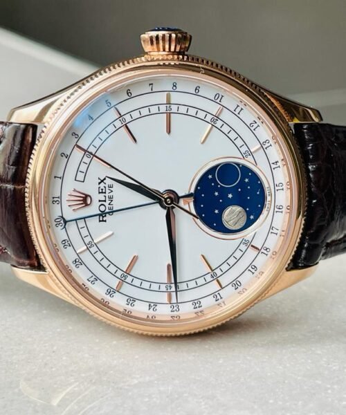 Cellini Moonphase 50535 RG White Dial on Leather Strap KZF Asia 3195 Mod - Image 8