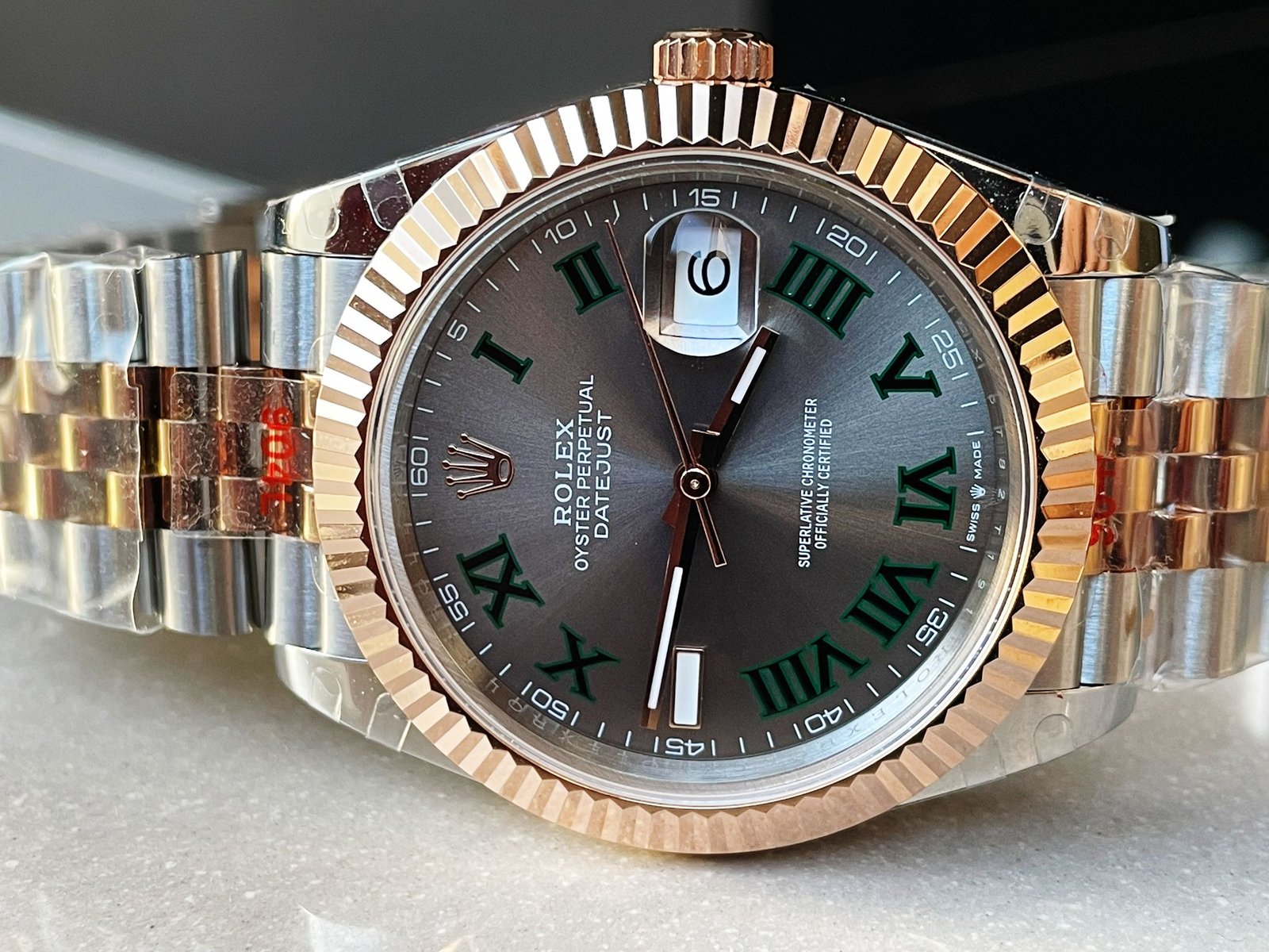 DateJust Men 41mm “wimbledon” RG and SS GMF GM Factory V2 Grey textured Dial Roman Markers with Jubilee Bracelet With tungsten steel - Image 7