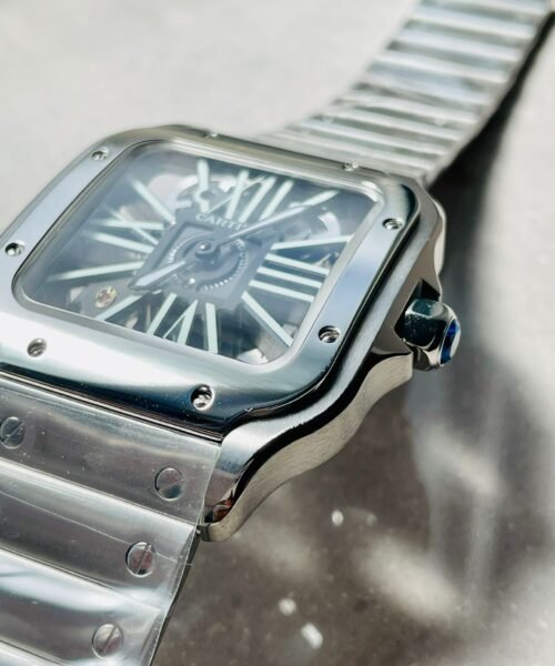 Santos skeleton SS TWF 40mm Best Edition Skeleton Dial on SS Bracelet Ronda Quartz - Image 3