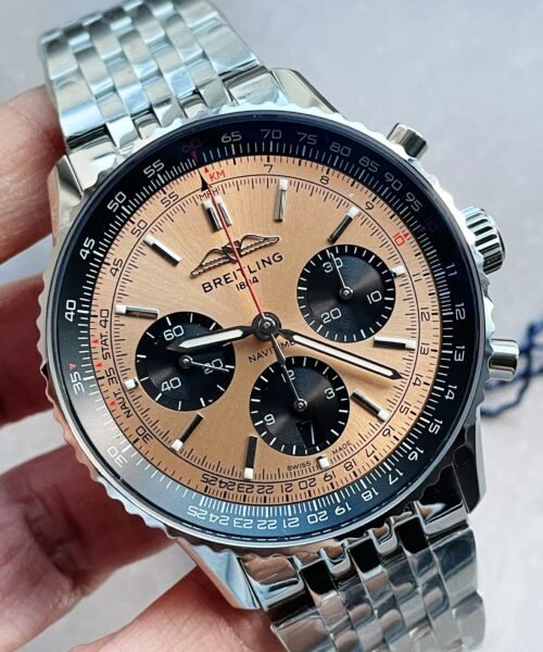 Navitimer 01 1:1 SS Salmon Dial on Steel Strap A7750 BLS Factory - Image 6