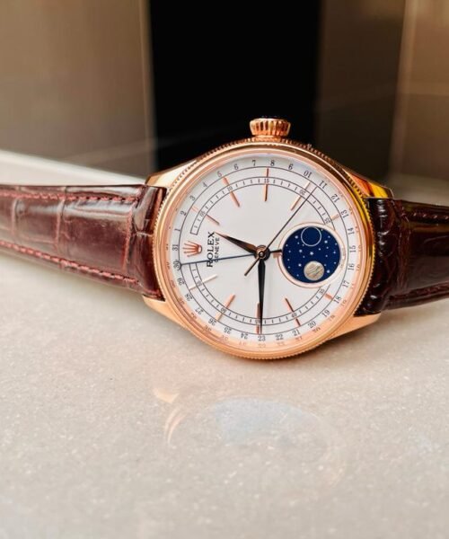 Cellini Moonphase 50535 RG White Dial on Leather Strap KZF Asia 3195 Mod - Image 9