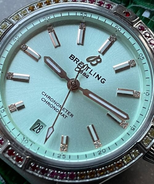 Chronomat 36mm u77310591u1 Green Leather strap Light Green dial GF Factory - Image 7