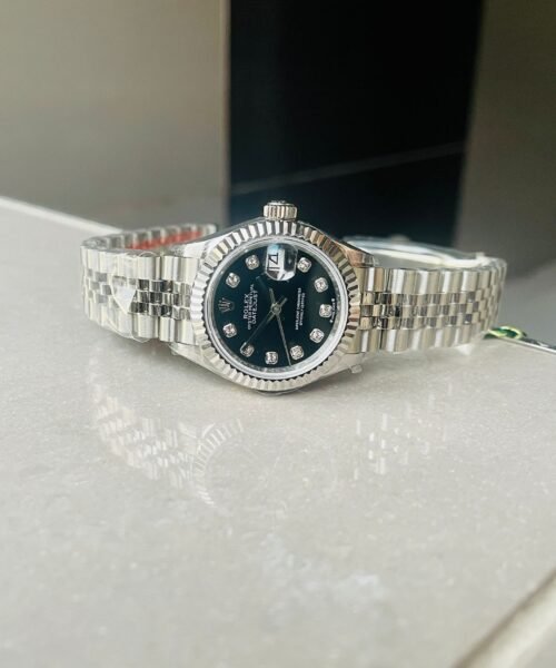 Datejust 28mm 904L SS Black Dial Diamond markers on SS Jubliee Bracelet - Image 6