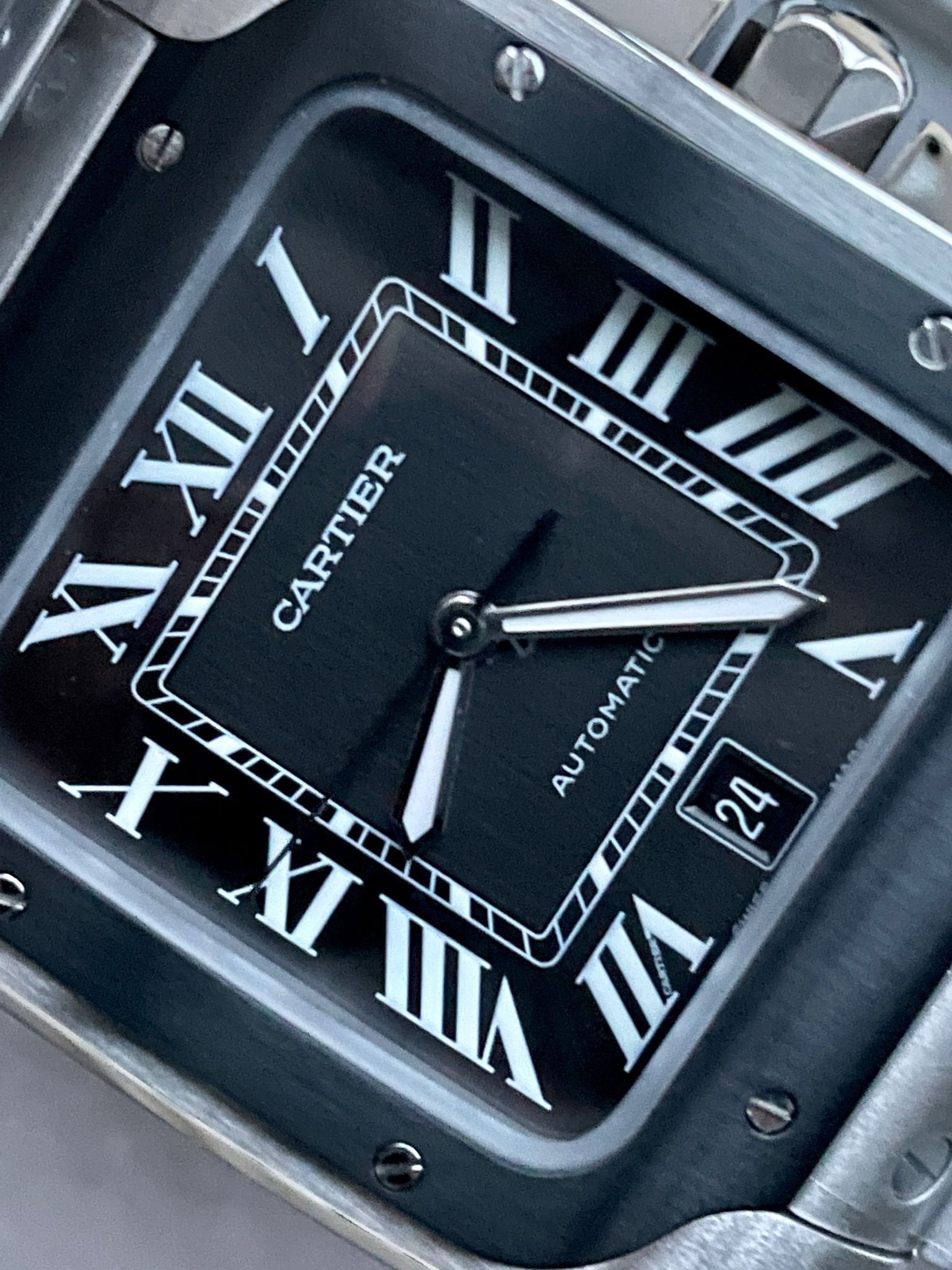 Santos 40mm SS BVF 1:1 Best Edition Gray Dial Black Bezel on SS Bracelet MIYOTA 9015 - Image 7
