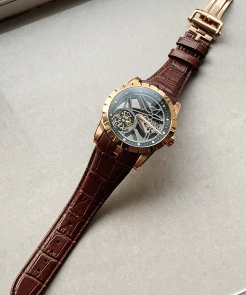 Excalibur Rddbex0392 RG BBR Best Edition Skeleton Dial on Brown Leather Strap A2136 Tourbillon - Image 6
