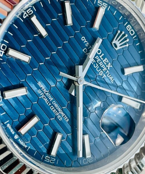 DateJust 41  SS VSF 1:1 Best Edition 904L Steel Blue Textured Dial on SS Jubilee bracelet - Image 7