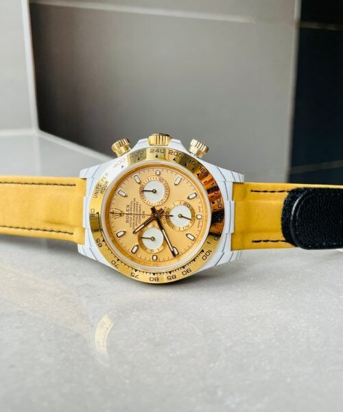 Daytona DIW White Carbon/YG DIWF Best Edition Gold Dial on Black Nylon Strap A7750 - Image 10