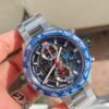 Calibre Heuer 01 Chrono 43mm Ceramic XF 1:1 Best Edition Skeleton Blue Dial on stainless steel strap A1887