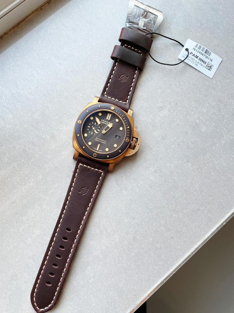 PAM968 V Bronzo VSF Best Edition Brown Ceramic Bezel and Dial on Brown Calfskin Strap P.9010 - Image 9