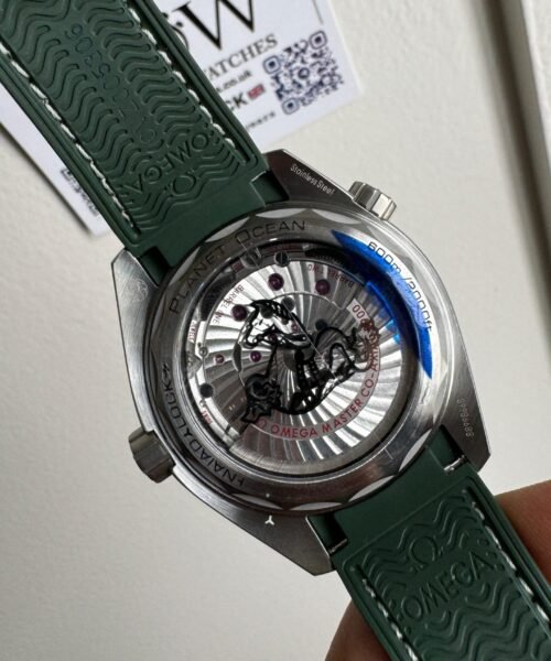 Planet Ocean 600M 43.5mm Green Ceramic Bezel SS VSF 1:1 Best Edition Silver Dial on Green Rubber Strap A8900 - Image 6