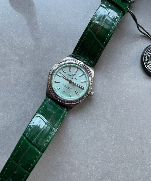 Chronomat 36mm u77310591u1 Green Leather strap Light Green dial GF Factory - Image 2