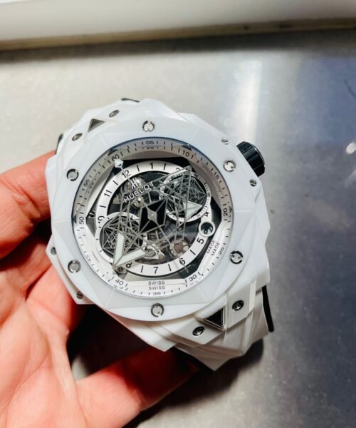 Big Bang Sang Bleu II White Ceramic BBF Best Edition on White Rubber Strap A1240 - Image 5