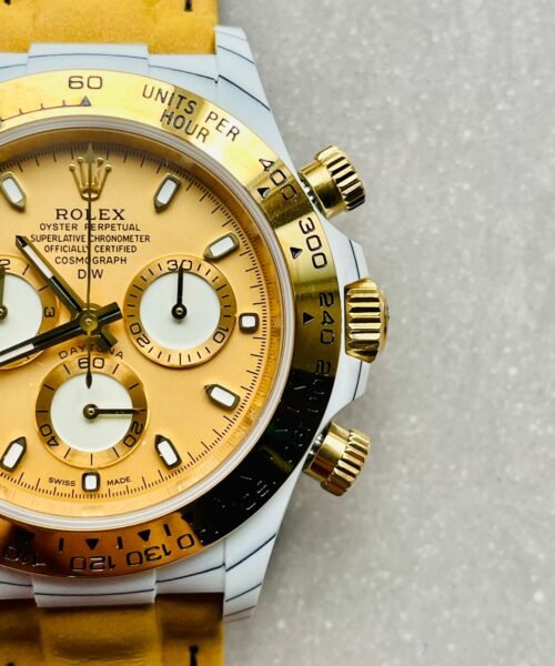Daytona DIW White Carbon/YG DIWF Best Edition Gold Dial on Black Nylon Strap A7750 - Image 6