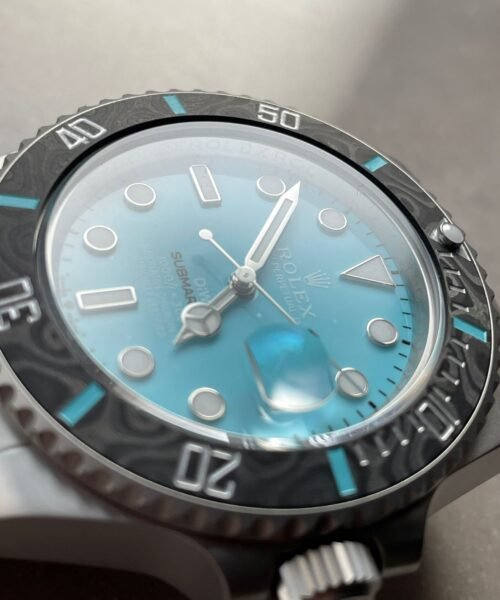 Submariner Sandblasted DIWF Best Edition Carbon Bezel Tiffany Blue Dial Dial on SS Bracelet VR3135 - Image 3