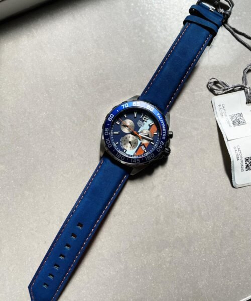 TAG Formula 1 Gulf Racing Special Edition Watch Blue dial Blue leather strap - Image 7