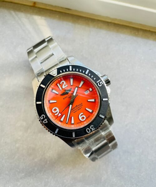 Superocean Automatic 44 BLSF 1:1 Best Edition orange Dial Black Bezel on SS Strap A2824 - Image 2