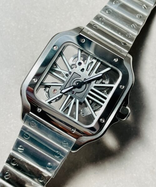 Santos skeleton SS TWF 40mm Best Edition Skeleton Dial on SS Bracelet Ronda Quartz - Image 6