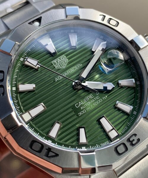 Aquaracer Calibre 5 SS 41mm OGF 1:1 Best Edition steel Bezel Green Dial on SS Bracelet SW200 - Image 2