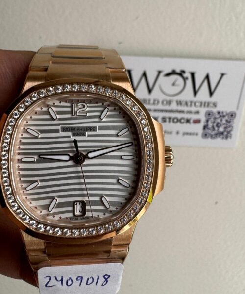 Nautilus 7118 35mm RG Diam Bezel White Dial Sticks on RG Bracelet PPF A324 - Image 4