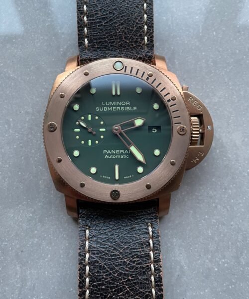 PAM382 N Bronzo VSF 1:1 Best Edition on Green dial on Brown Distressed Calfskin Strap P.9000 - Image 3
