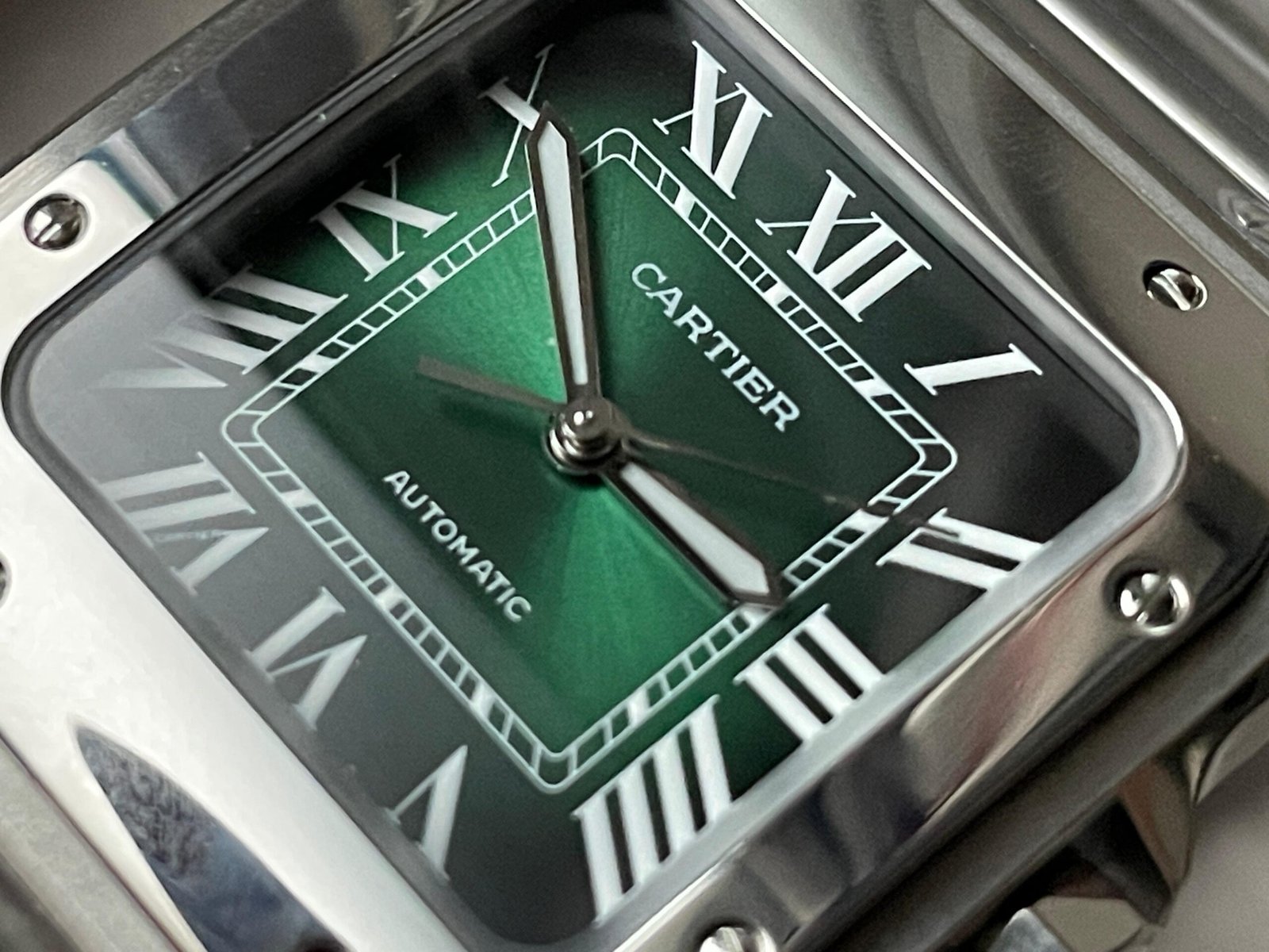 Santos 35mm 2018 SS BVF 1:1 Best Edition Green Dial on SmartLinks Bracelet MIYOTA 9015 - Image 8