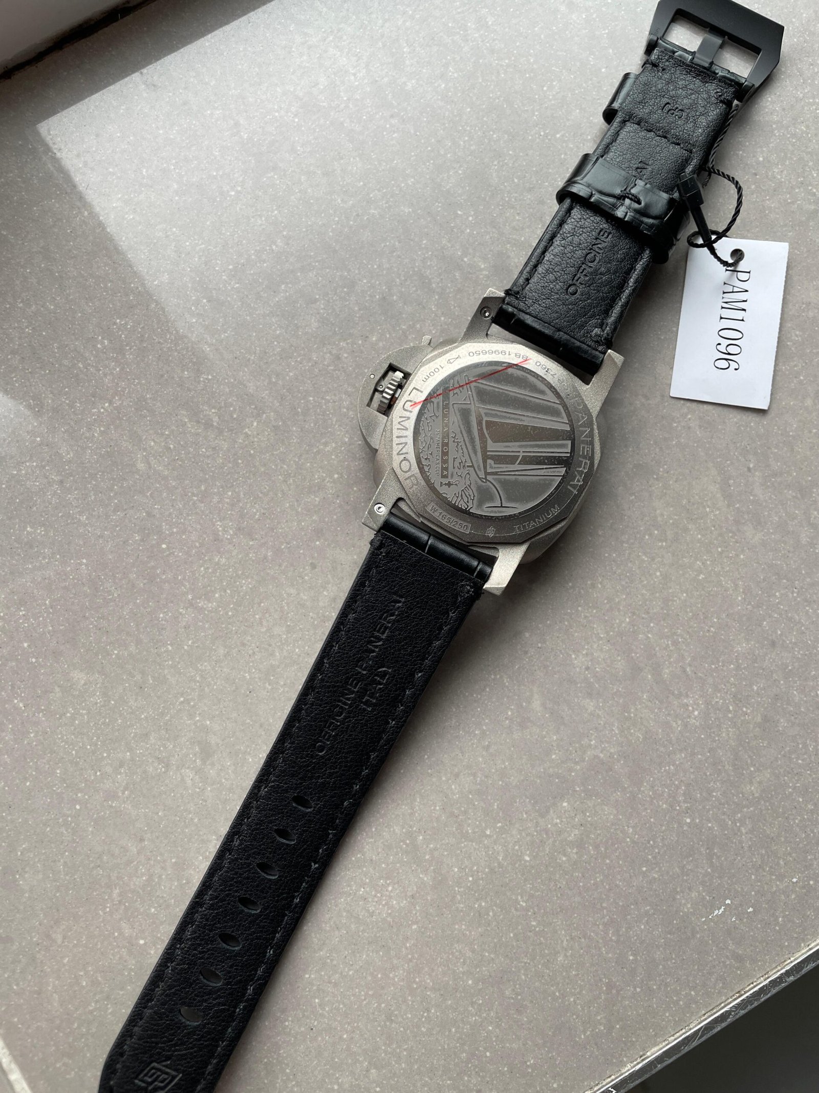 Luminor GMT "Luna Rossa" PAM01096 TI Black Dial Stick on Leather Strap VSF P9010 pam1096 - Image 12