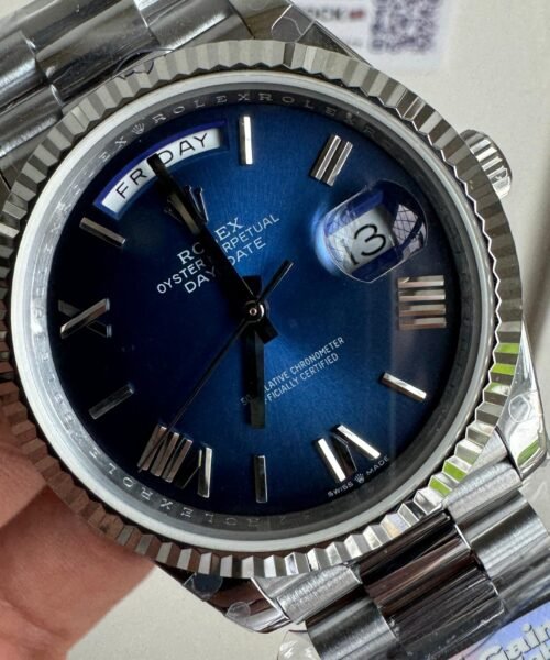 Day Date 228238 40mm 904L SS Bezel QF Gain Weight Blue Dial on SS President Bracelet A2836 - Image 2