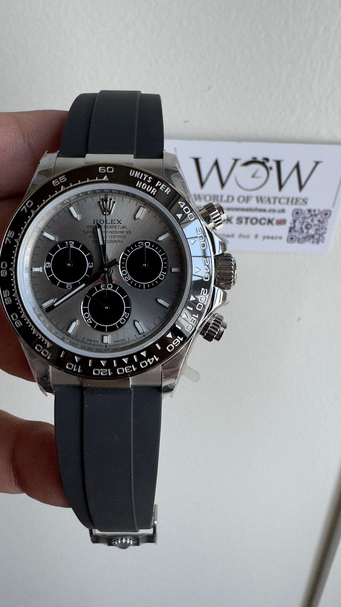 Daytona 116519 904L SS Grey Dial on Rubber Strap QF Asia 4130 - Image 3