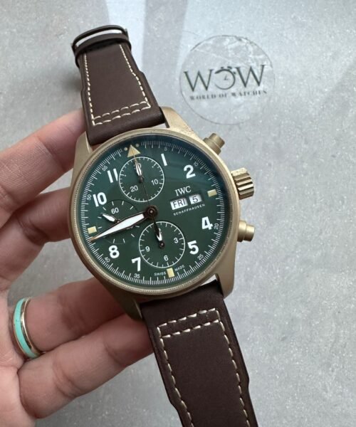Pilot Chrono Spitfire IW387902 Bronze ZF 1:1 Best Edition Green Dial on Brown Leather Strap A7750 - Image 2