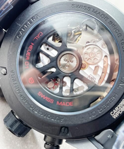 Calibre Heuer 01 Chrono 43mm Ceramic XF 1:1 Best Edition Black Skeleton Dial on Black Ceramic Strap A1887 - Image 9