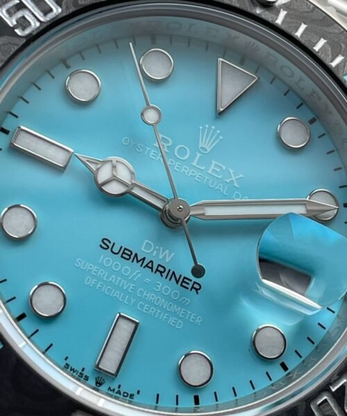 Submariner Sandblasted DIWF Best Edition Carbon Bezel Tiffany Blue Dial Dial on SS Bracelet VR3135 - Image 6