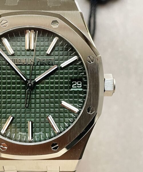 Royal Oak 41mm 15510 "50th Anniversary" SS ZF 1:1 Best Edition Green Textured Dial on SS Bracelet A4302 - Image 5