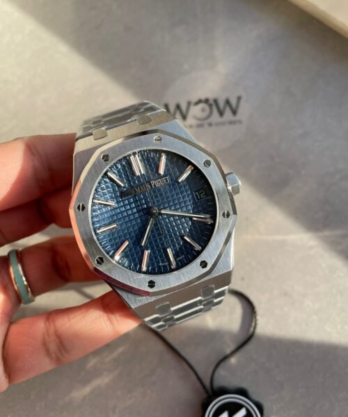 Royal Oak 41mm 15510 "50th Anniversary" SS ZF 1:1 Best Edition Blue Textured Dial on SS Bracelet A4302 - Image 9