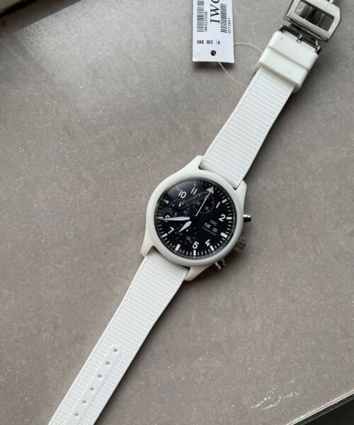 Pilot Chrono IW389105 Real White Ceramic TPSF 1:1 Best Edition Black Dial on White Rubber Strap A7750 - Image 7