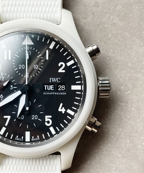Pilot Chrono IW389105 Real White Ceramic TPSF 1:1 Best Edition Black Dial on White Rubber Strap A7750 - Image 14