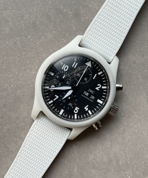 Pilot Chrono IW389105 Real White Ceramic TPSF 1:1 Best Edition Black Dial on White Rubber Strap A7750 - Image 6