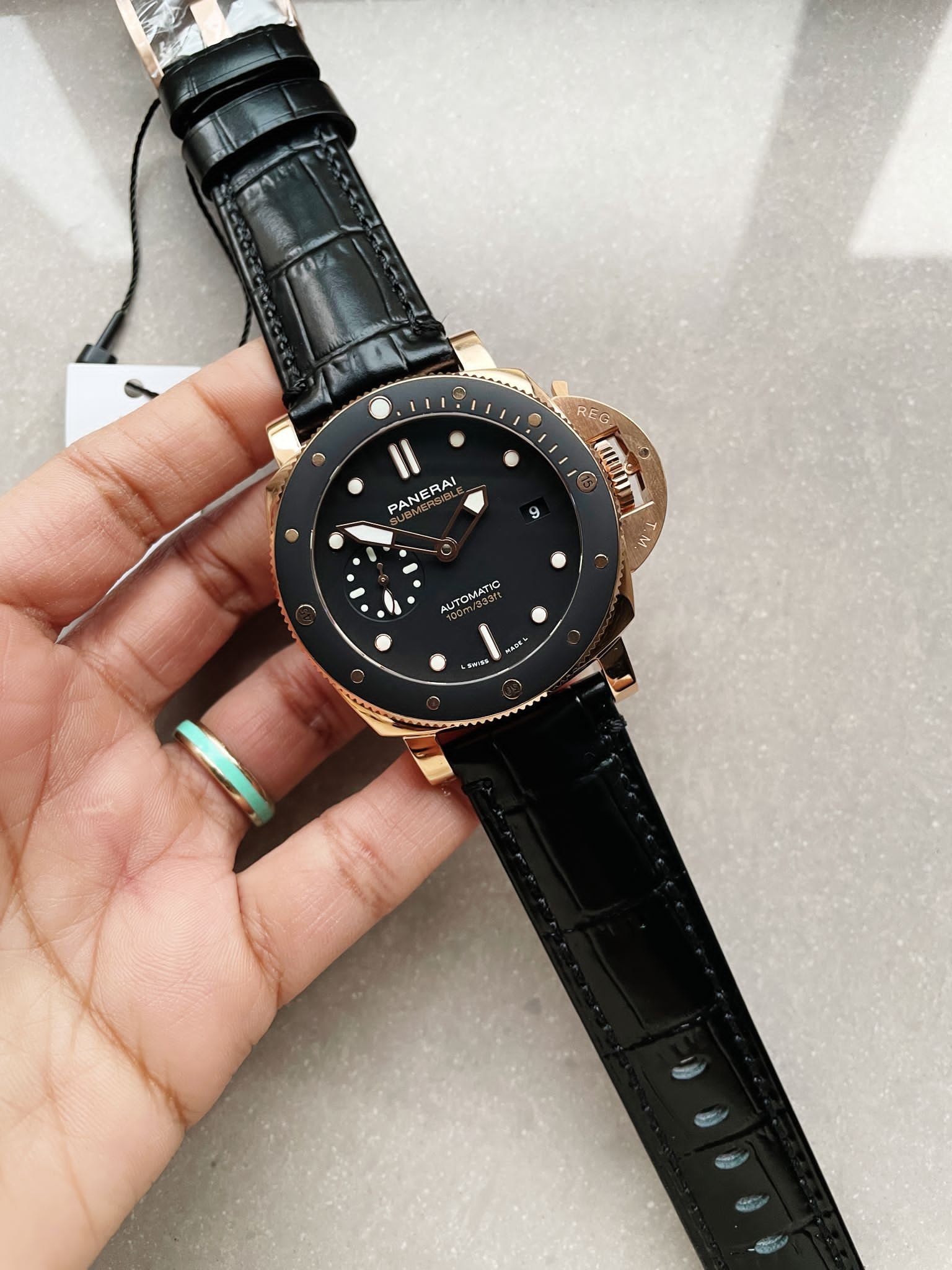 PAM974 Luminor Submersible Rose Gold VSF 1:1 Best on Black Rubber Strap AXXXIV - Image 3