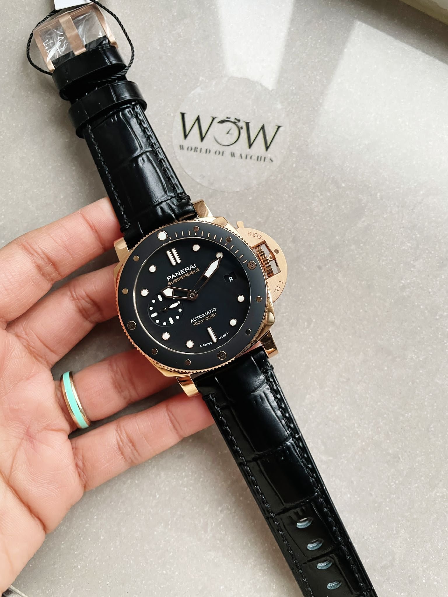 PAM974 Luminor Submersible Rose Gold VSF 1:1 Best on Black Rubber Strap AXXXIV