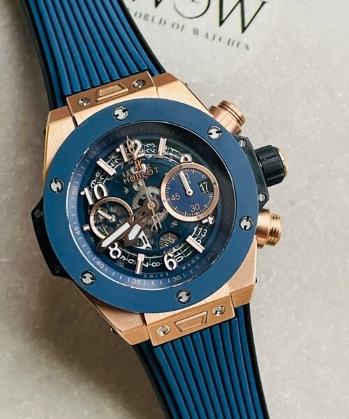 Hublot Big Bang Unico Rose Gold ZF 1:1 Best Blue Skeleton Dial on Rubber Strap A1280 - Image 7