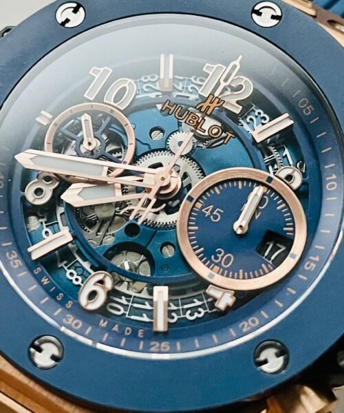 Hublot Big Bang Unico Rose Gold ZF 1:1 Best Blue Skeleton Dial on Rubber Strap A1280 - Image 4