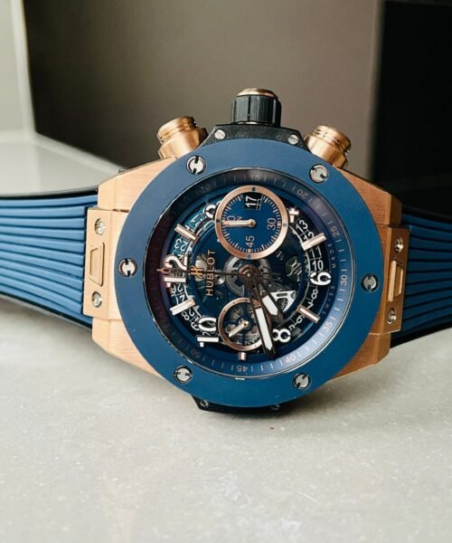 Hublot Big Bang Unico Rose Gold ZF 1:1 Best Blue Skeleton Dial on Rubber Strap A1280 - Image 3