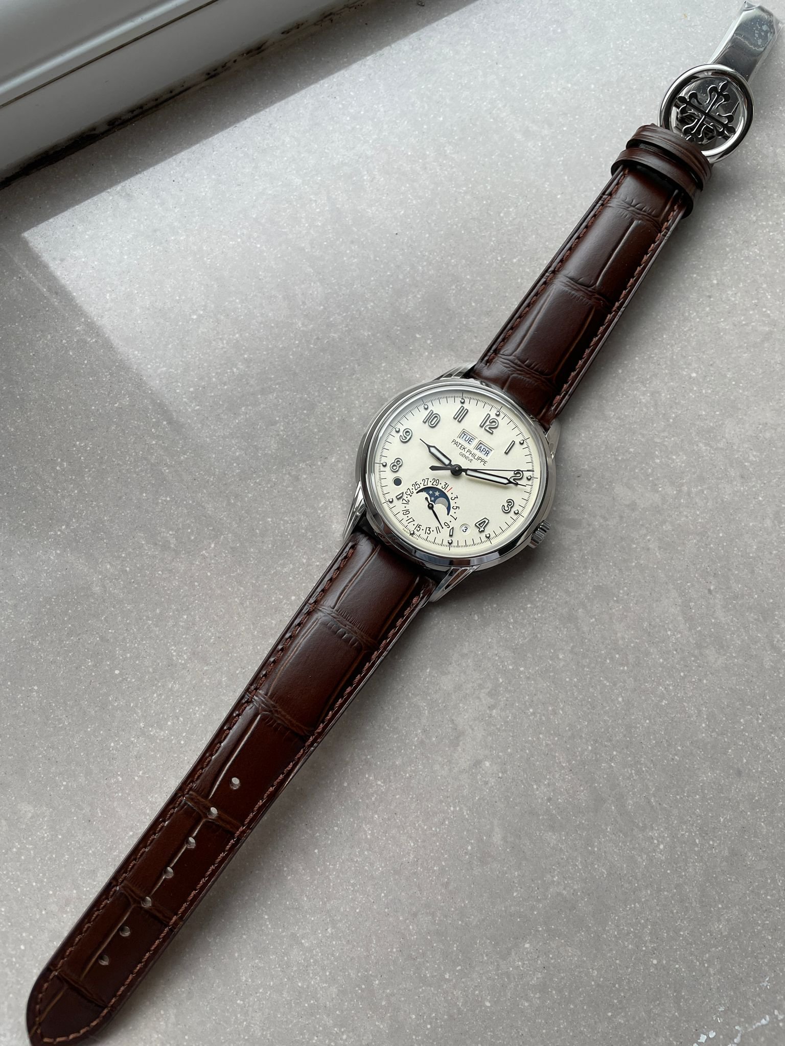 Perpetual Calendar 5320G-001 SS GSF 1:1 Best Edition Cream Dial on Brown Leather Strap A324 - Image 11