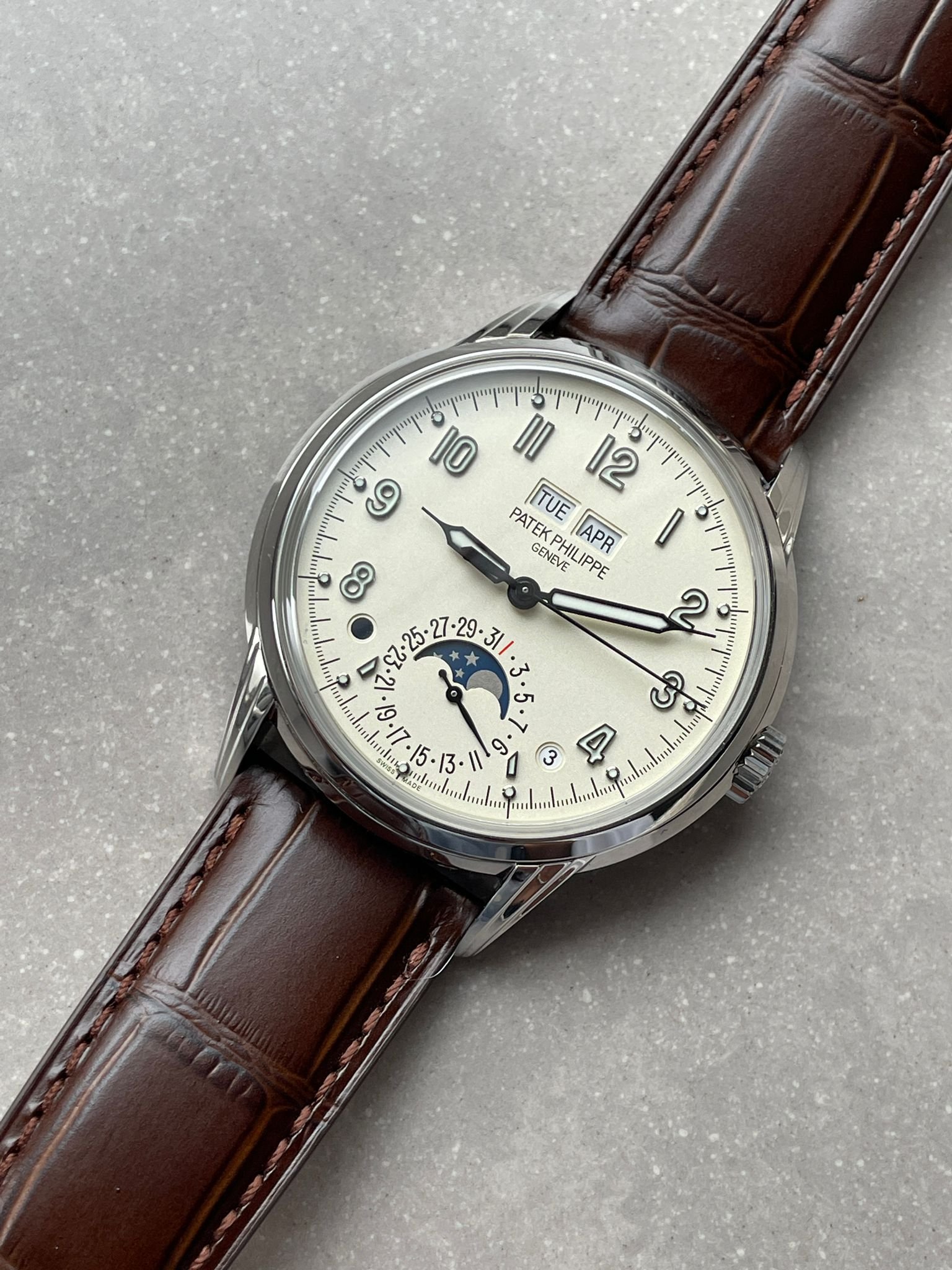 Perpetual Calendar 5320G-001 SS GSF 1:1 Best Edition Cream Dial on Brown Leather Strap A324 - Image 9