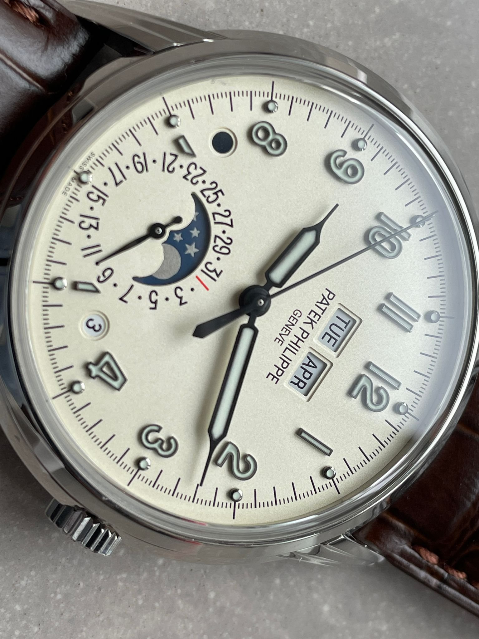 Perpetual Calendar 5320G-001 SS GSF 1:1 Best Edition Cream Dial on Brown Leather Strap A324 - Image 8