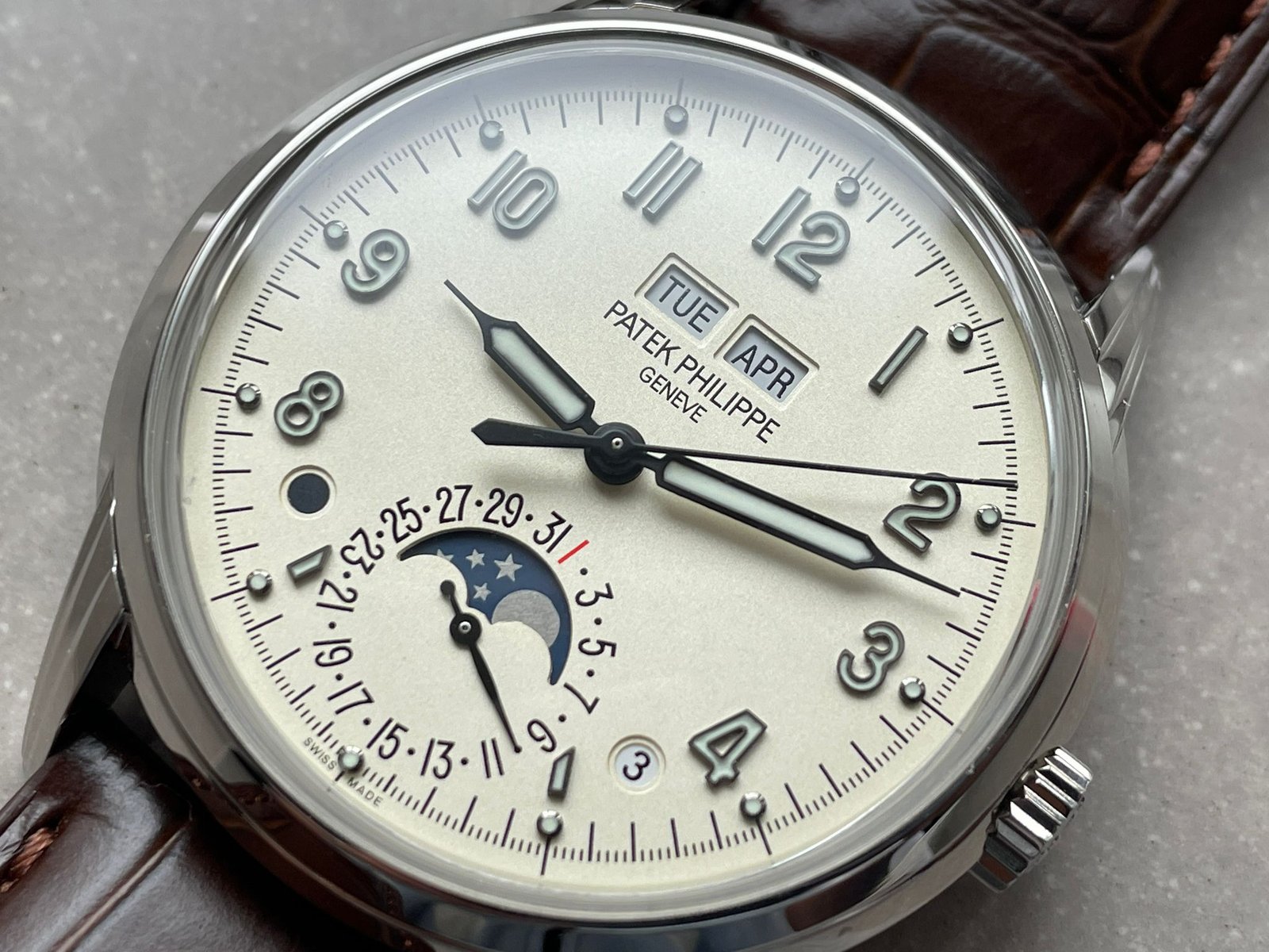 Perpetual Calendar 5320G-001 SS GSF 1:1 Best Edition Cream Dial on Brown Leather Strap A324 - Image 7