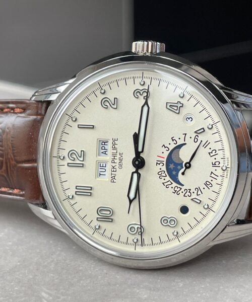 Perpetual Calendar 5320G-001 SS GSF 1:1 Best Edition Cream Dial on Brown Leather Strap A324 - Image 6