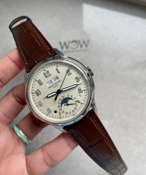 Perpetual Calendar 5320G-001 SS GSF 1:1 Best Edition Cream Dial on Brown Leather Strap A324 - Image 3